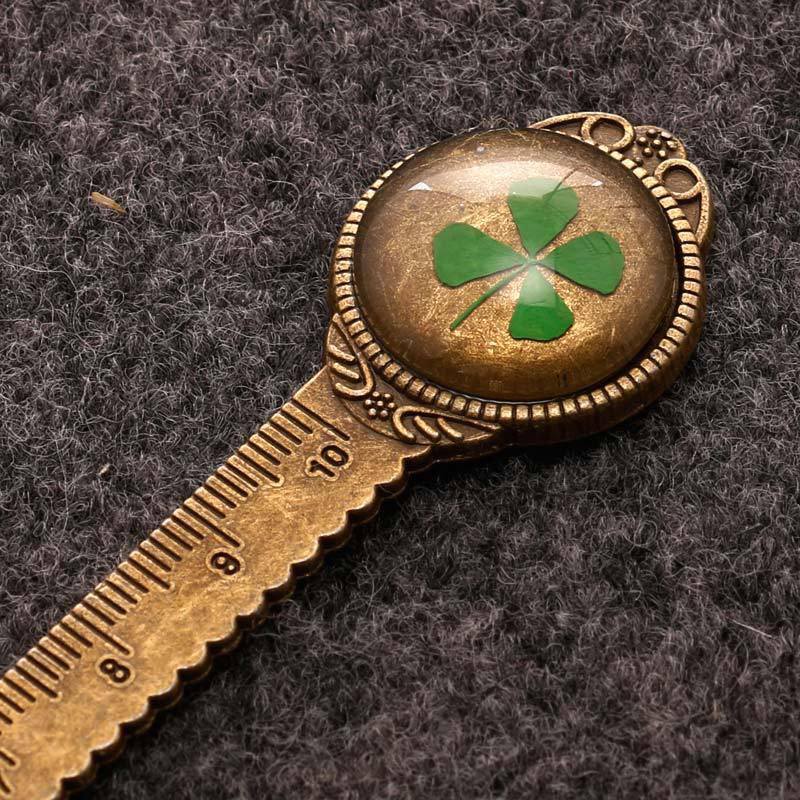 Wholesale Retro Dried Flower Metal Eternal Flower Dried Flower Multifunctional Ruler Bookmark
